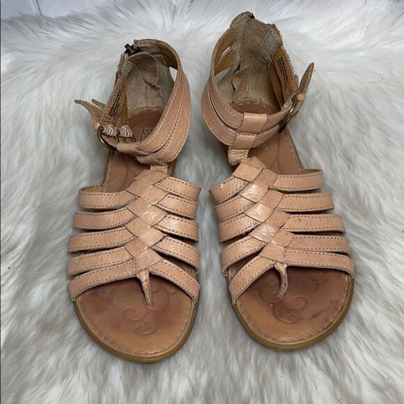 Born Tan Leather Gladiator Strap Sandals Sz 37/7 - Picture 2 of 7